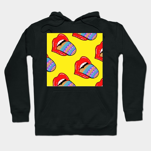 Lip popart pattern Hoodie by Remiasad